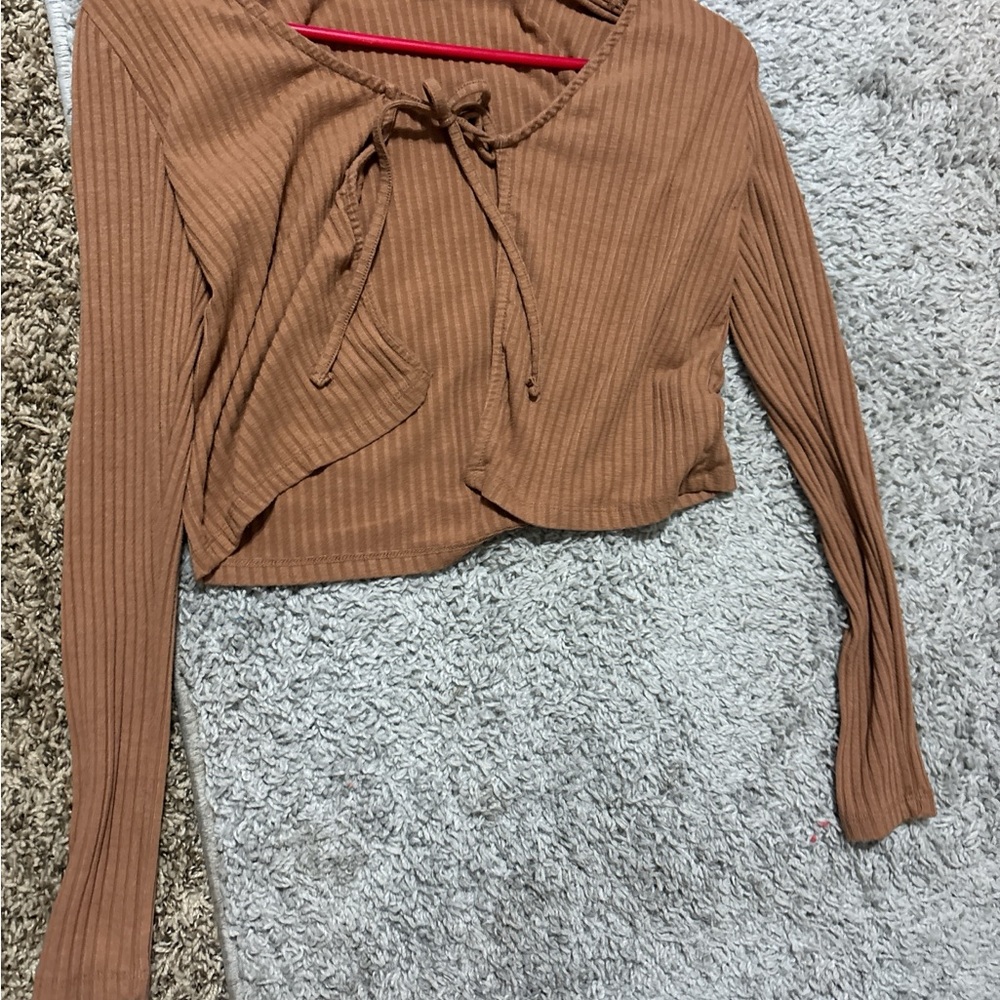 Ribbed Tan Long Sleeve Top